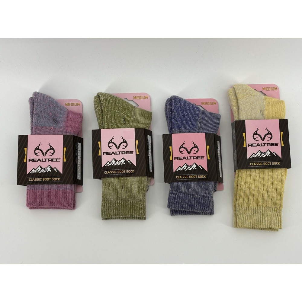 Realtree Merino Wool Blend Classic Boot Socks Womens Medium 6-10 4 Pair Set NWT